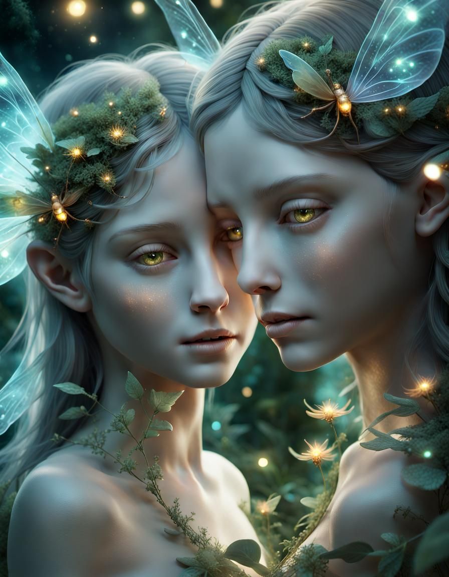Fantasycore Fairy Twins Portrait in Digital Art