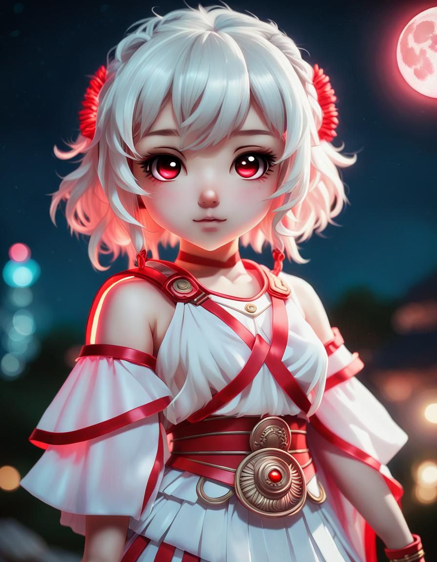 Chibi Anime Waifu in Bioluminescent Toga