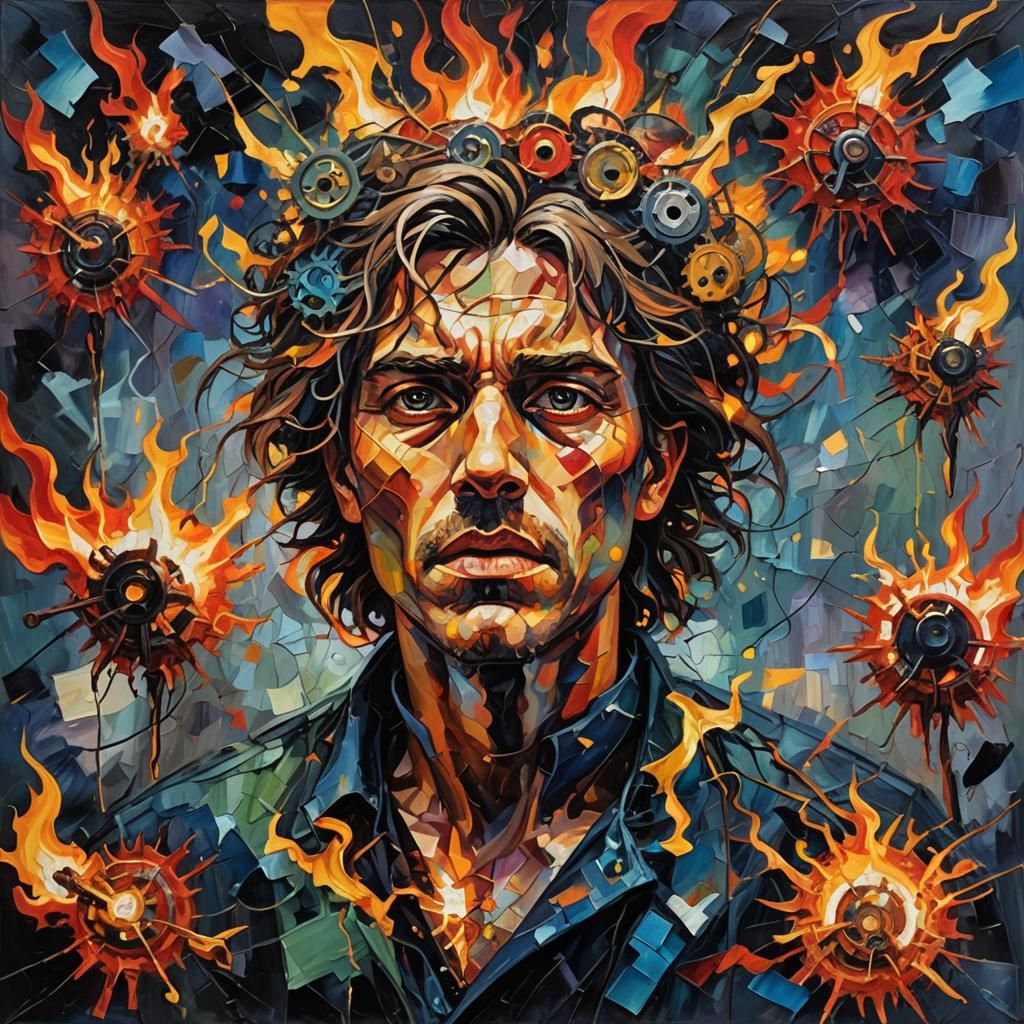 Expressionist Mindscape as Impasto Oil Painting