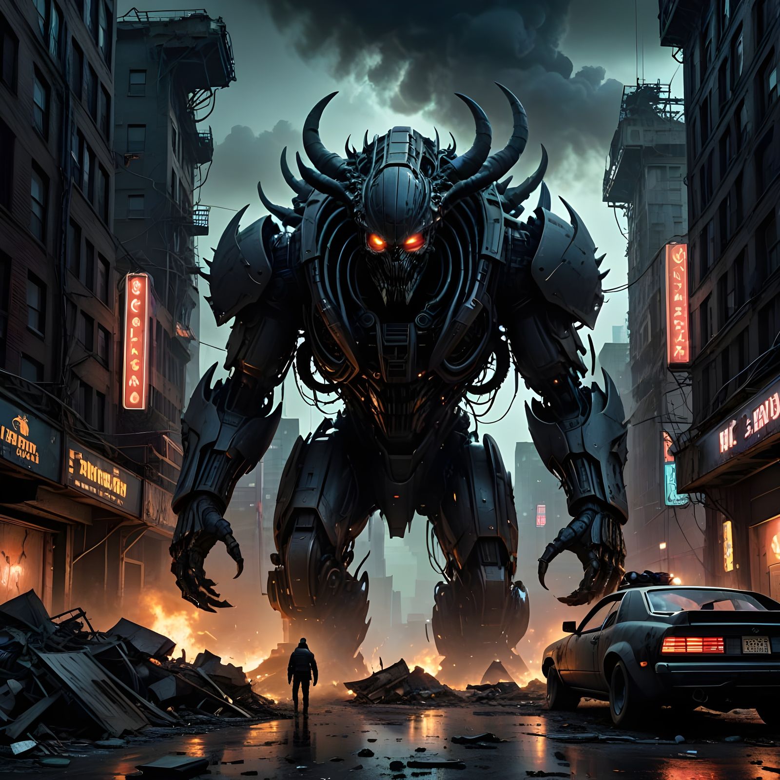 Dystopian Future Movie Poster with Monsters and Mayhem