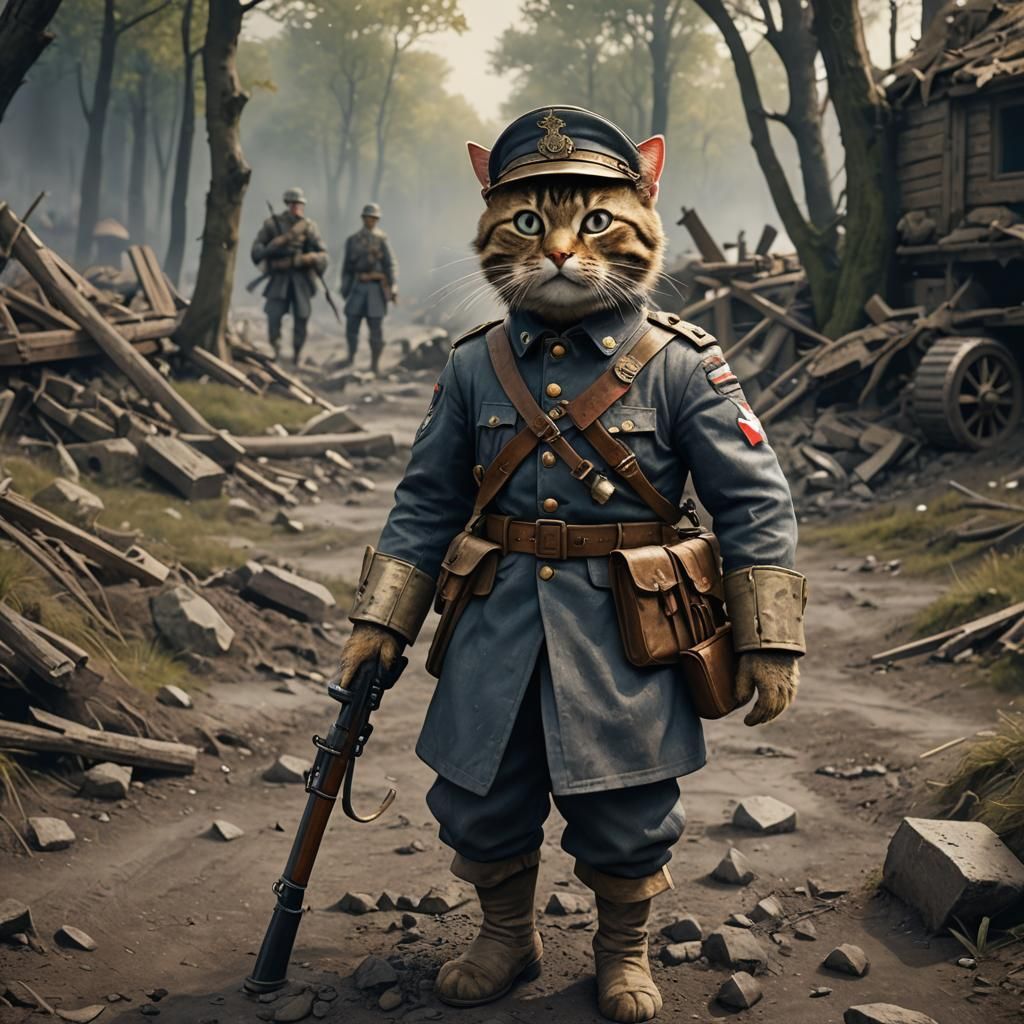 WW1 Cat Soldier: Fantasy Concept Art