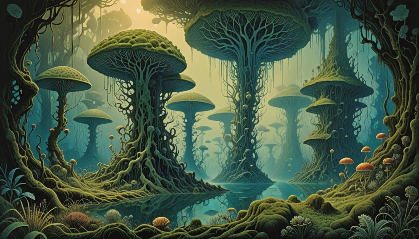 Ethereal Alien Worlds with Radiant Organic Life