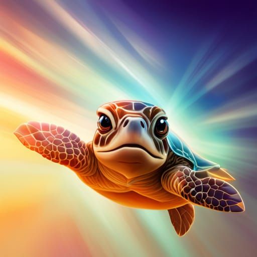 Adorable cute sea-turtle chibi-style . Hyperrealistic, splash art, concept art, mid shot, intricately detailed, color de...