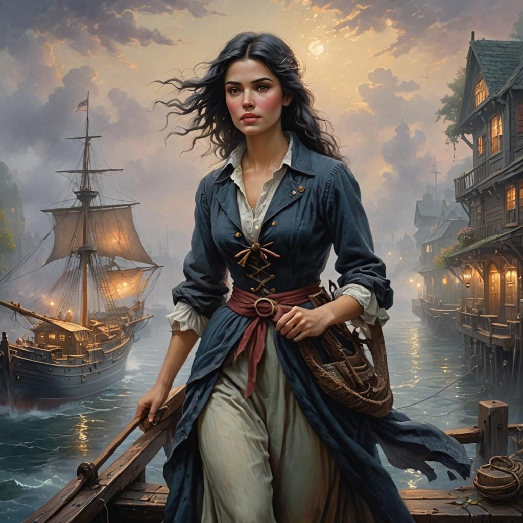 Ethereal Sailor Woman in Hyperdetailed Fantasy
