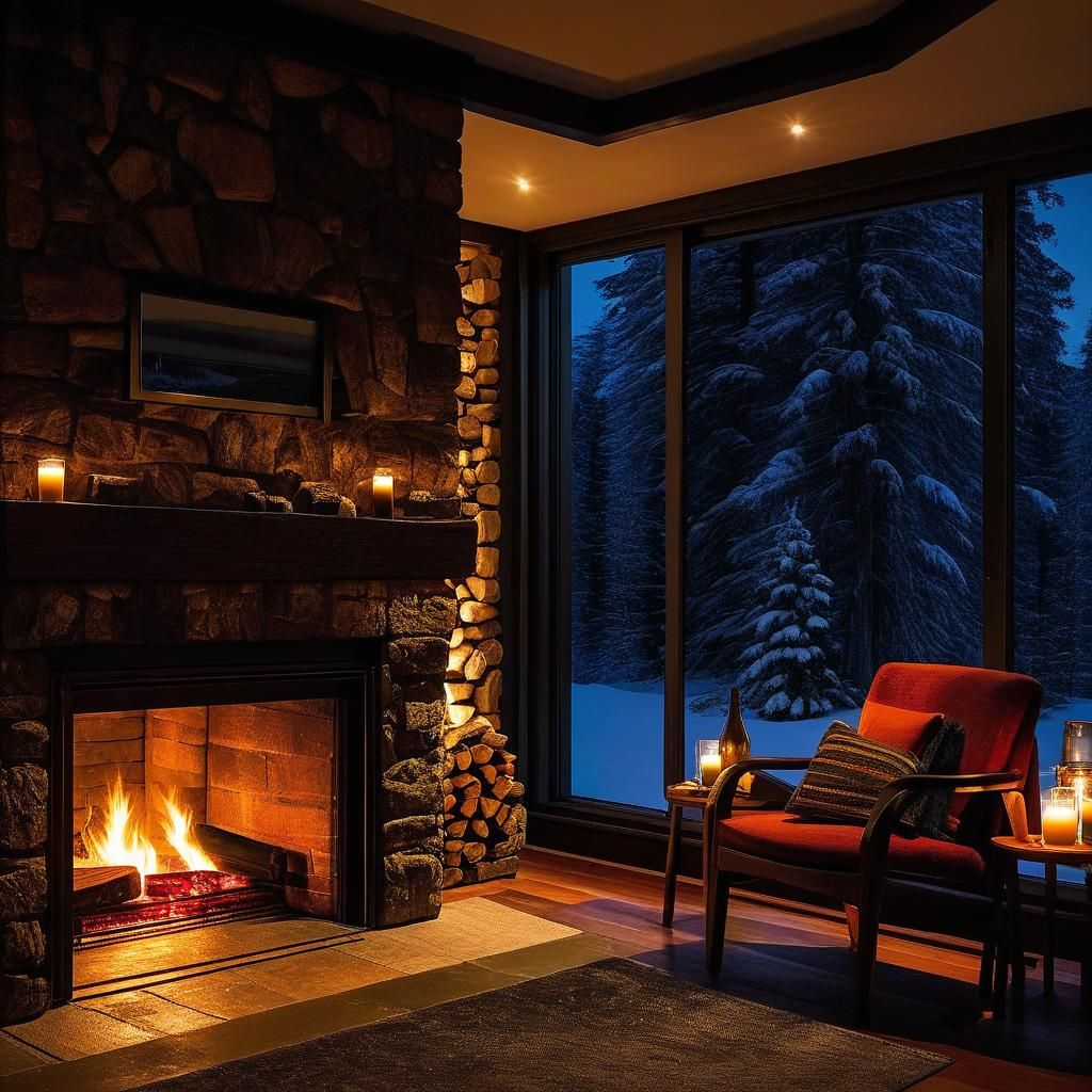 Cozy Fireplace on a Cold Winter's Night