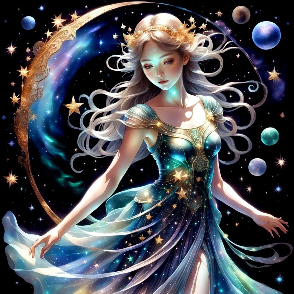 Ethereal Nymph in Deep Space, Digital Art
