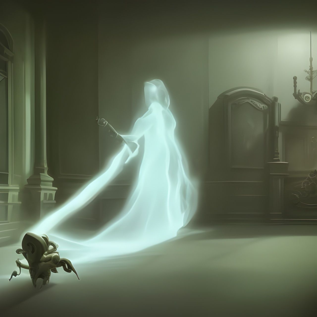 luigi sucking a ghost with a vacuum cleaner in a haunted hotel, concept art from luigi's mansion 3 for nintendo switch, ...