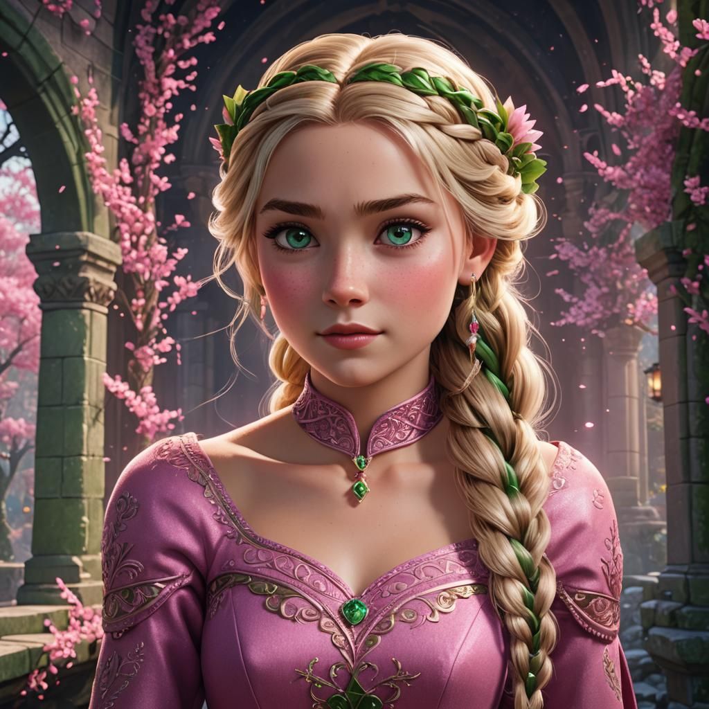 Princess with Elsa Braid in Detailed Digital Painting