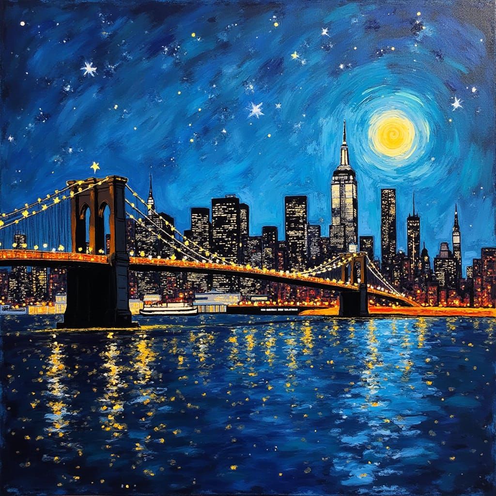Surreal New York City Skyline in Vibrant Oil Paints
