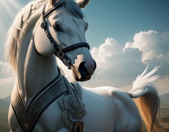 Majestic Pegasus: Divine Horse-Angel Hybrid in Mythcore Styl...