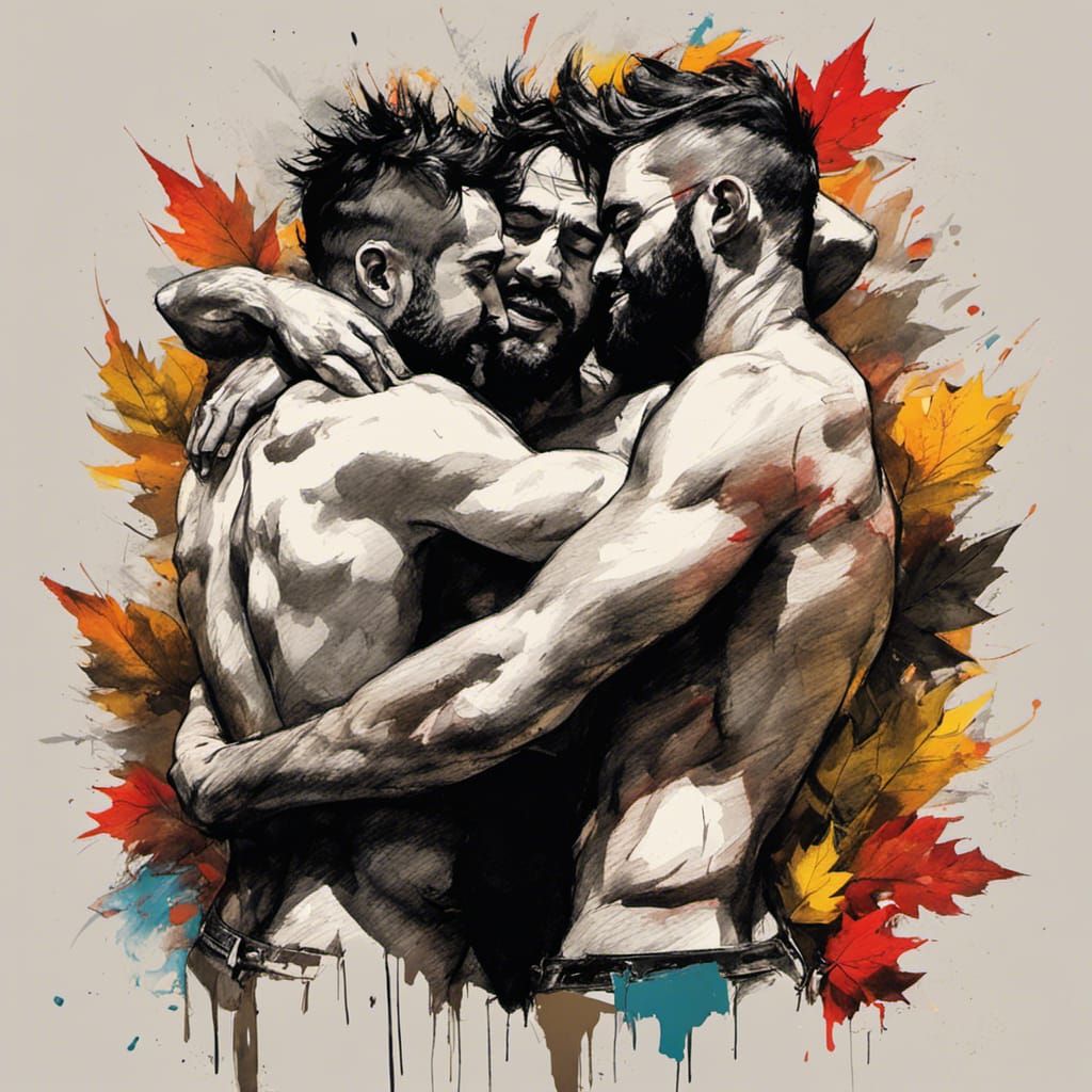 Homoerotic Bromance: Gritty Hand-Drawn Sketch