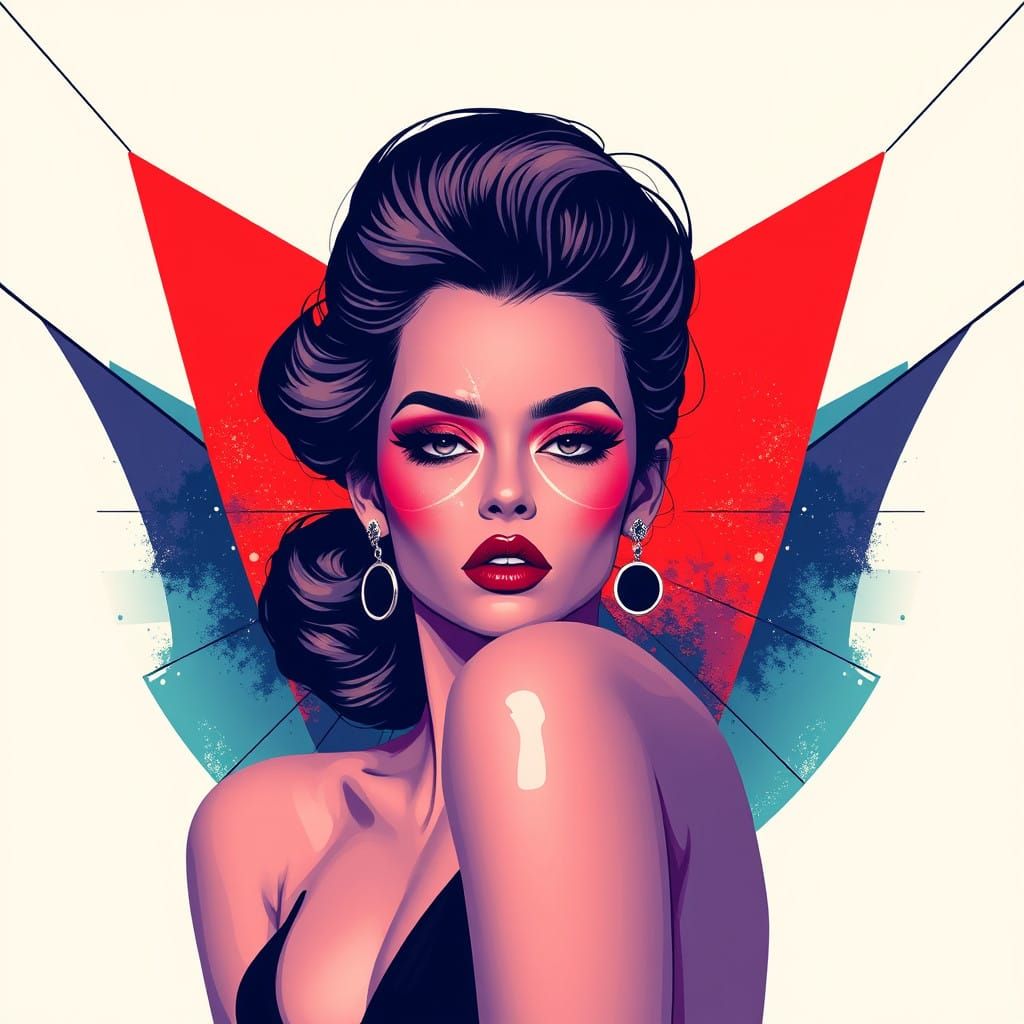 Luxurious Hollywood Goddess in Triadic Splendor