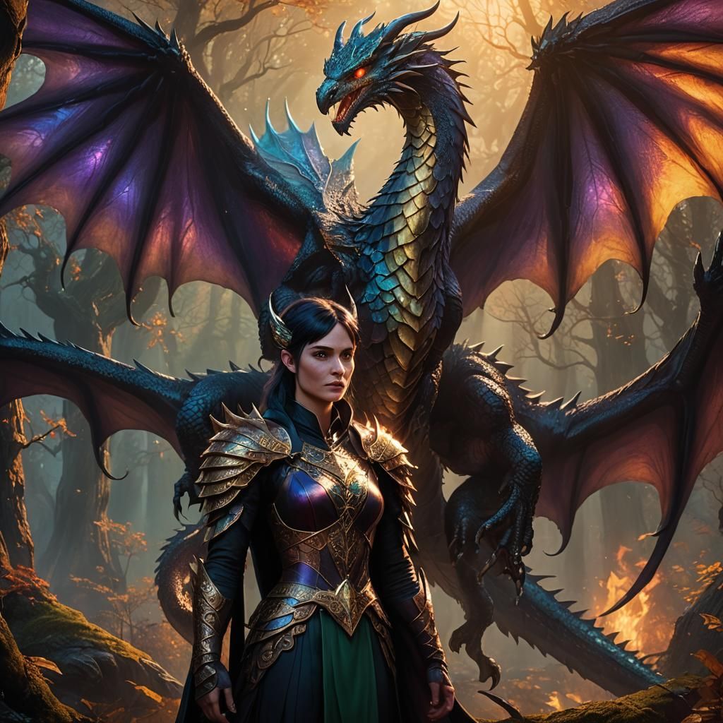 Morrigan and Dragon Fantasy Concept Art