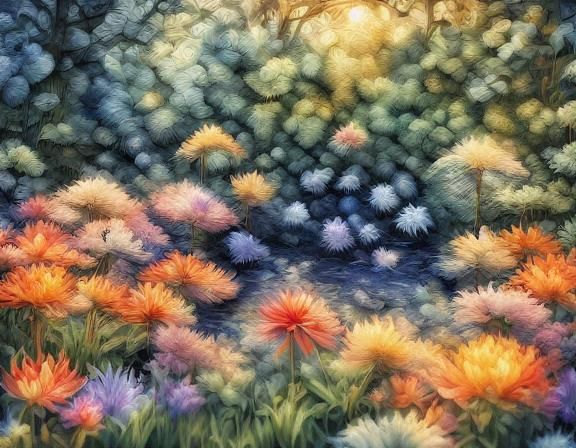 Dramatic Sunset Over Fantasy Mushroom Landscape