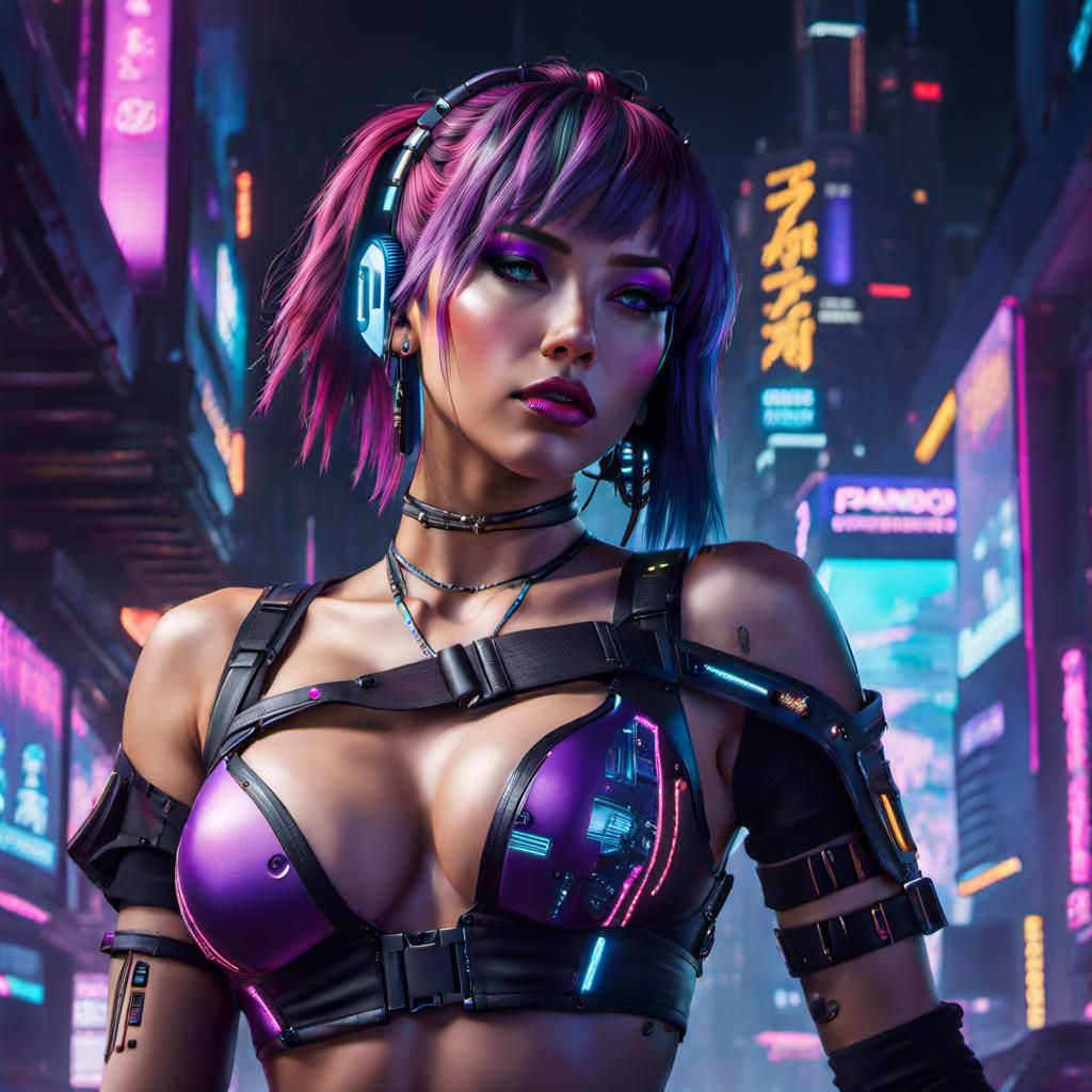 Cyberpunk 2099 Neoncity Girl 💜🖤 Neon Styler JXL v7