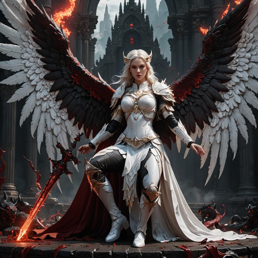 Angel and Demon Confrontation in Detailed Matte Painting