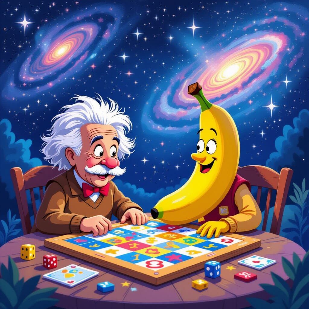 Cosmic Game Night: Einstein and Banana Play Space Monopoly