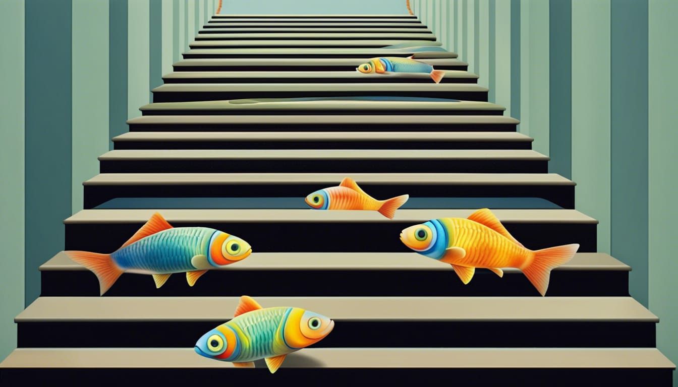 Surreal Optical Illusion with Fish Monkey