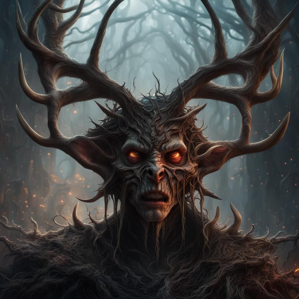 Dark Elf with Antlers in Digital Matte Painting