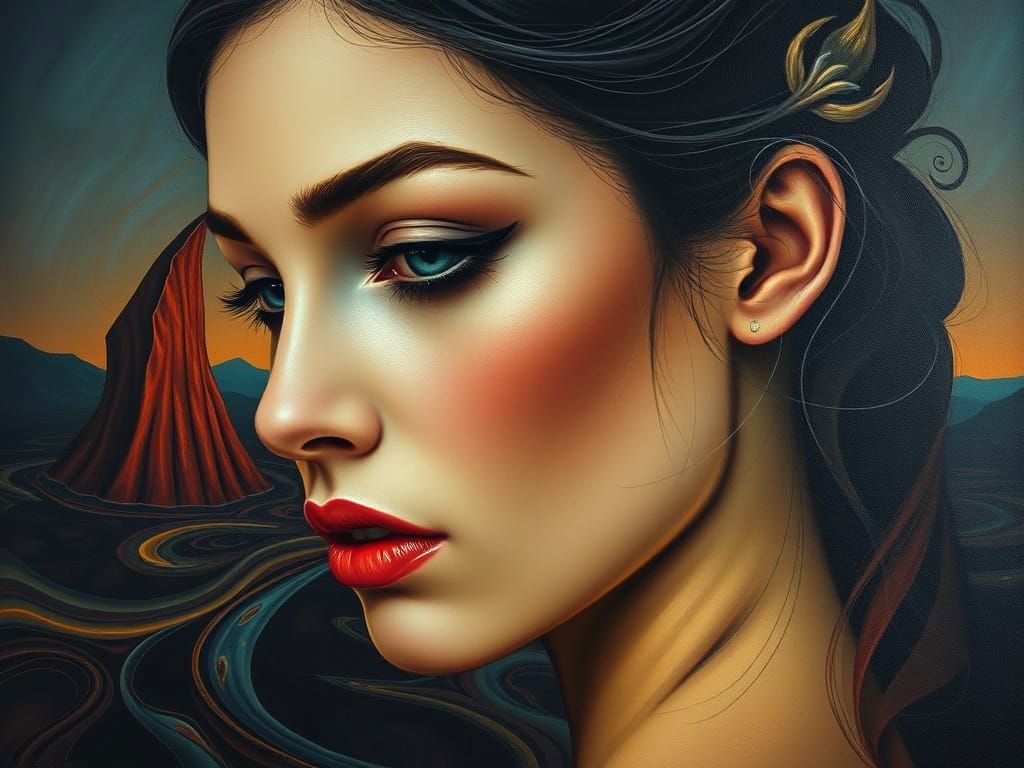 Dreamlike Fantasy Woman in Airbrush Surrealism