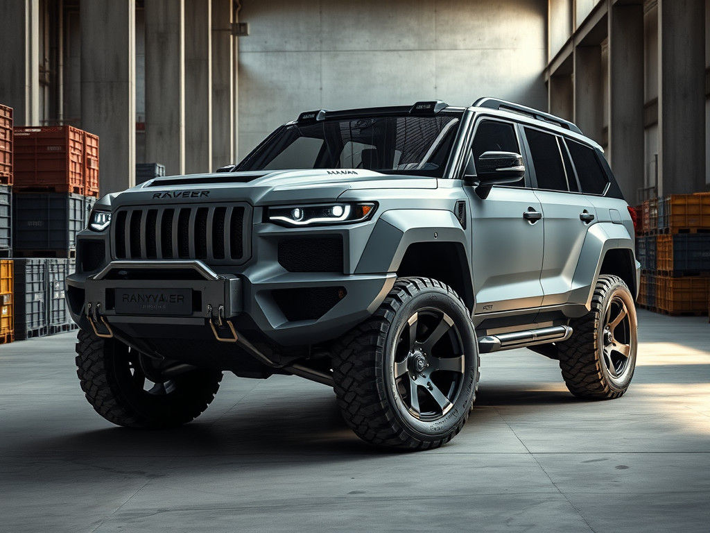 Metallic Gray Off-Road SUV in Industrial Setting