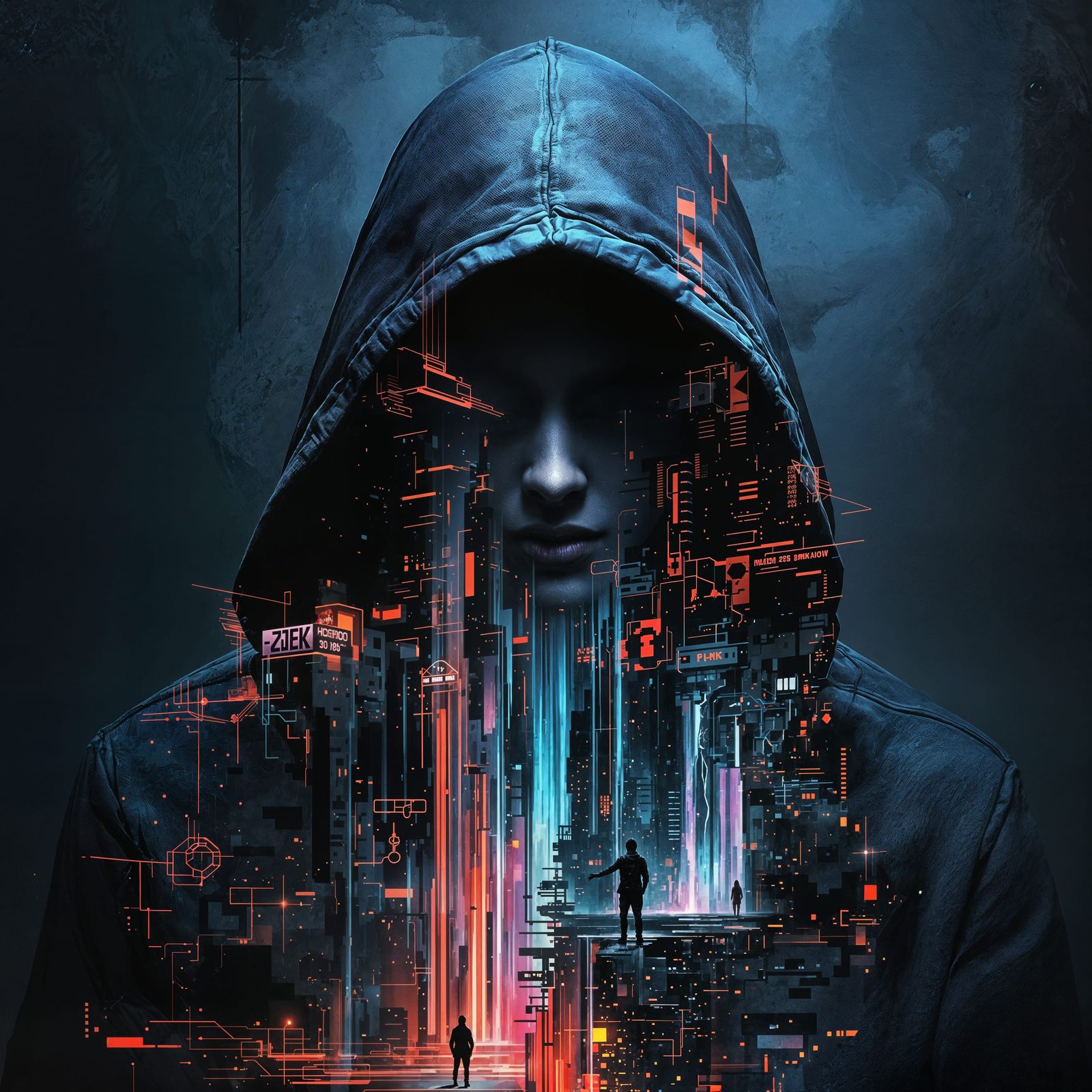 Surreal Cyberpunk Cityscape Emerges from the Shadows