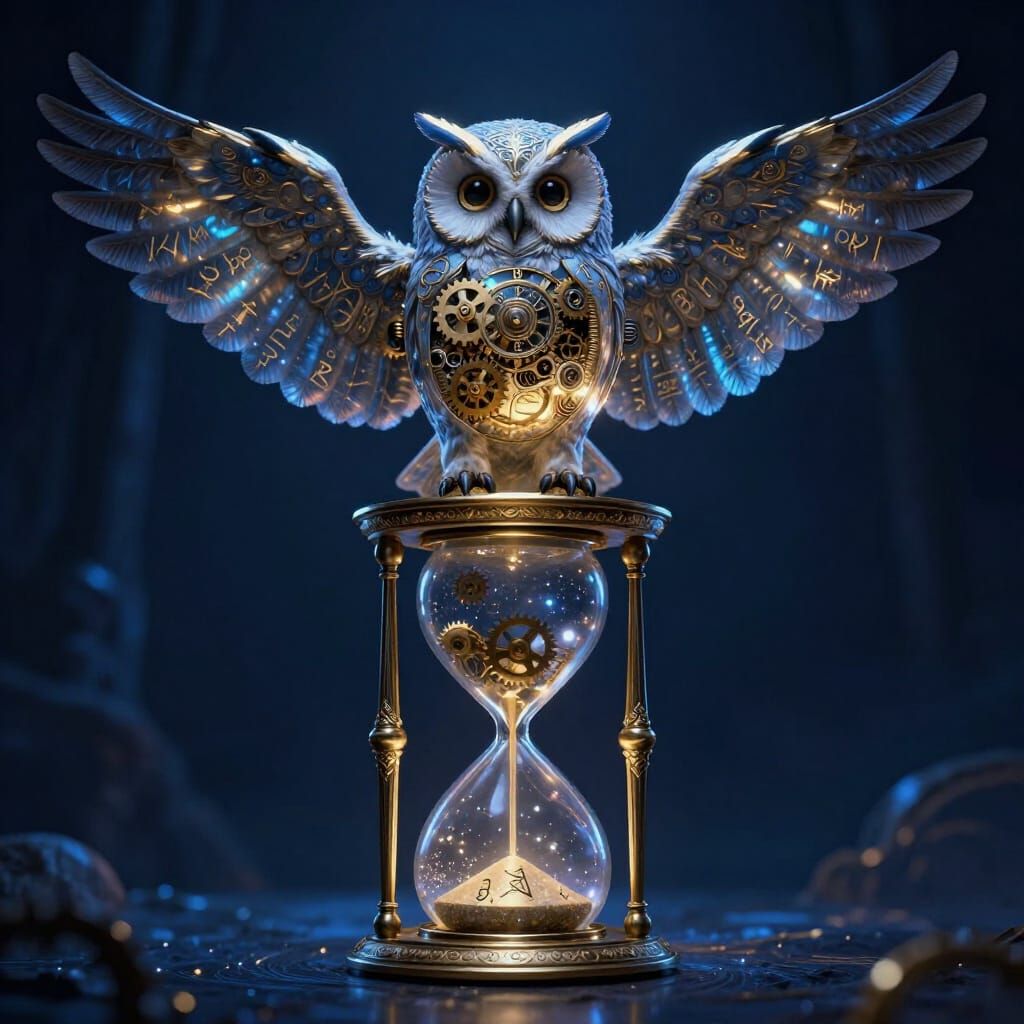 Clockwork Owl Guardian of the Stardust Hourglass