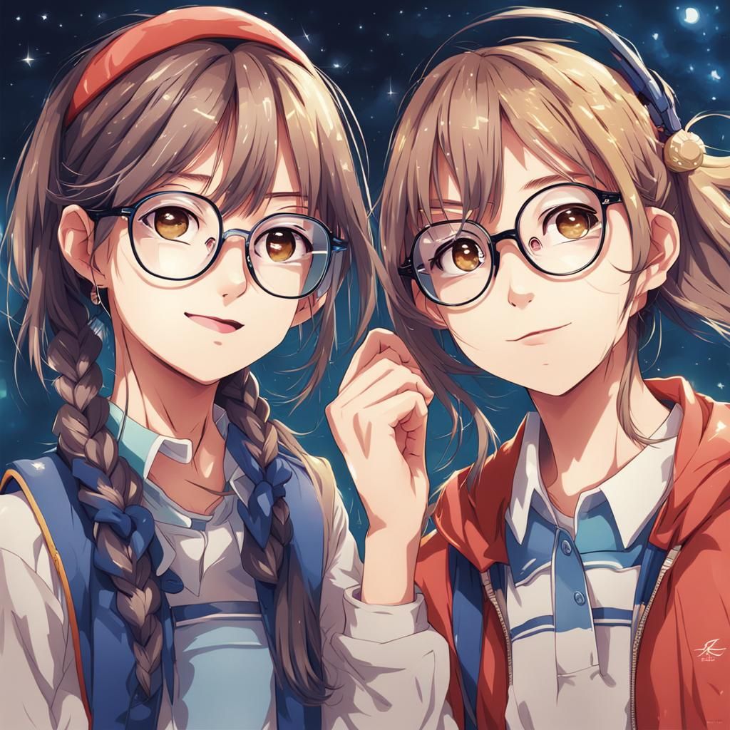 Anime Style: Two Girls with Glasses