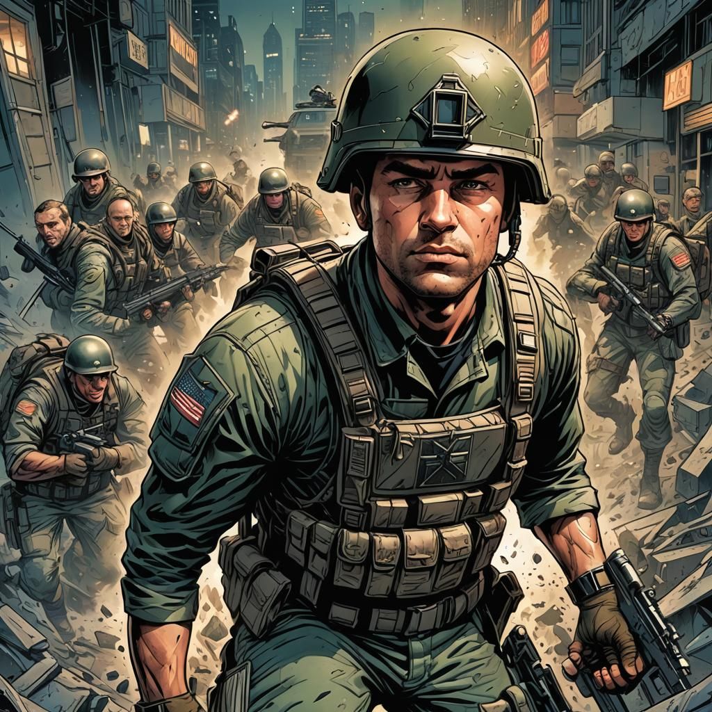 Soldier in Comic Book Style Illustration