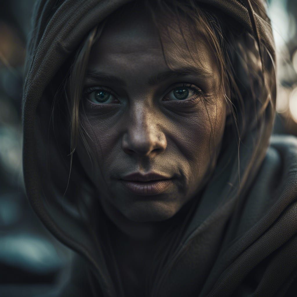 Emotive Close-Up Portrait in Realistic Style