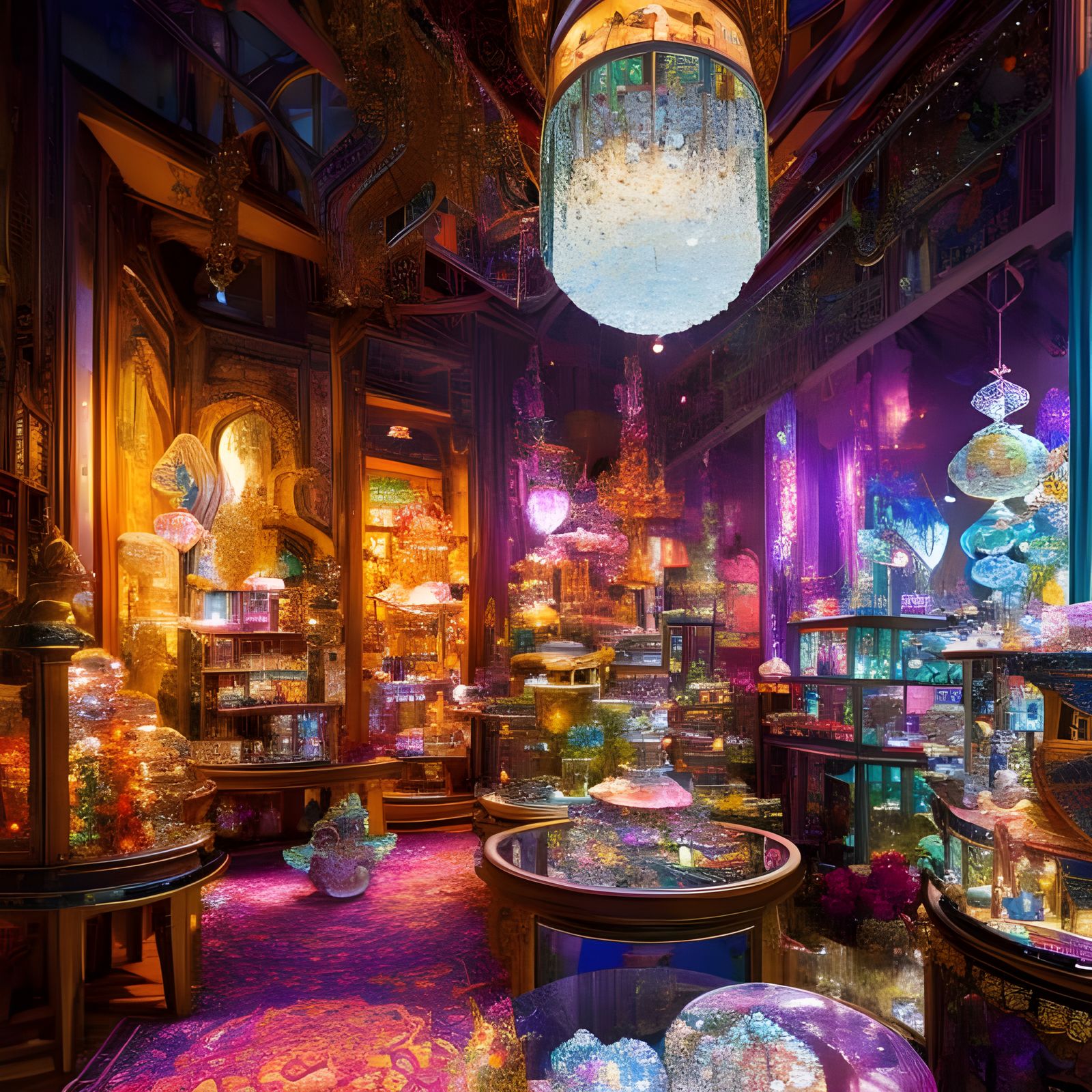 Intricate Oriental Crystal Shop in Sci-Fi Style
