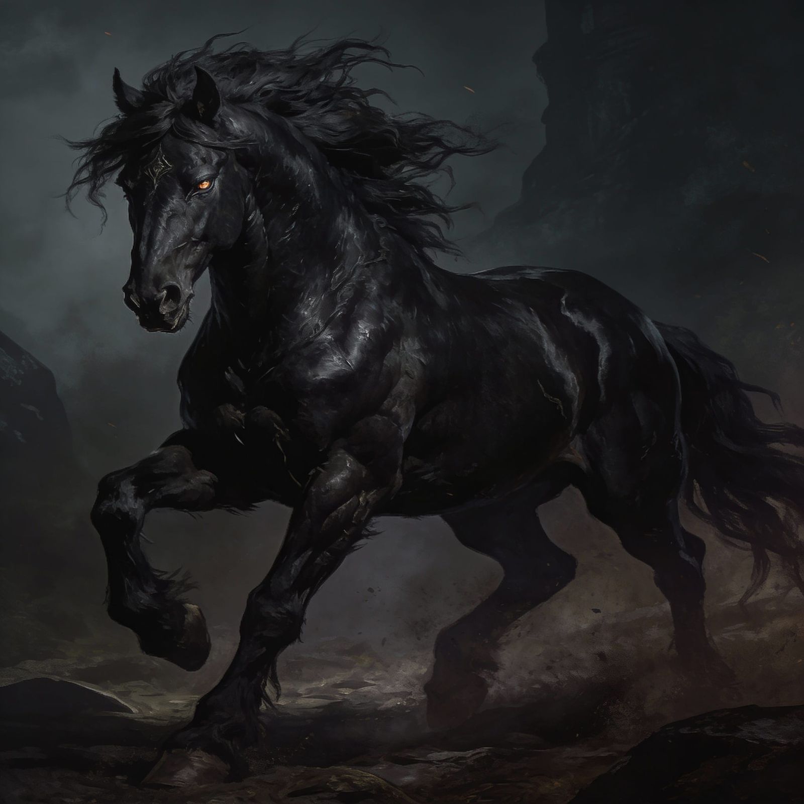 Dub Sainglend: Mythic Black Horse of Celtic Legend