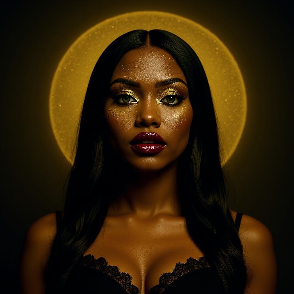 Monochrome Pinup Portrait with Burgundy Lips