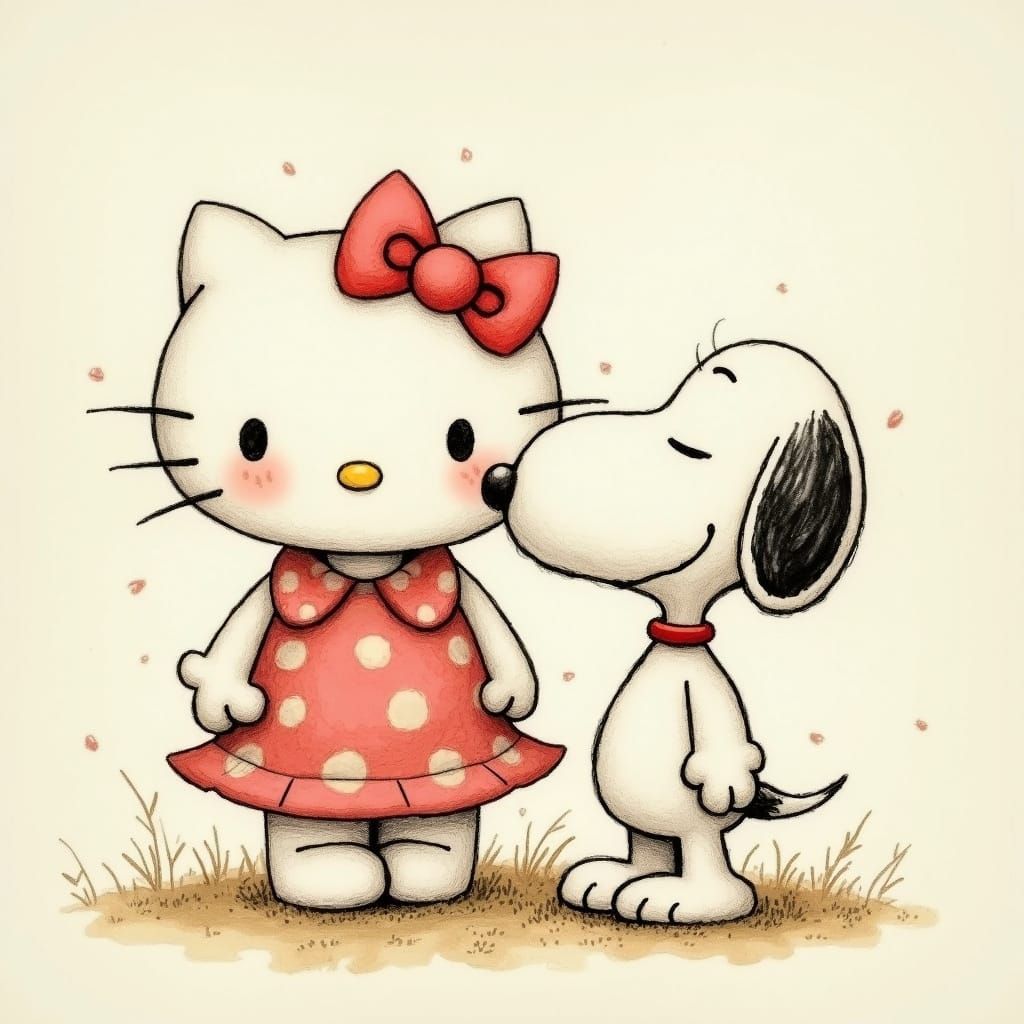 Whimsical Friends in Vintage Colored Pencil Style