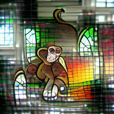Monkey in Stained Glass Art