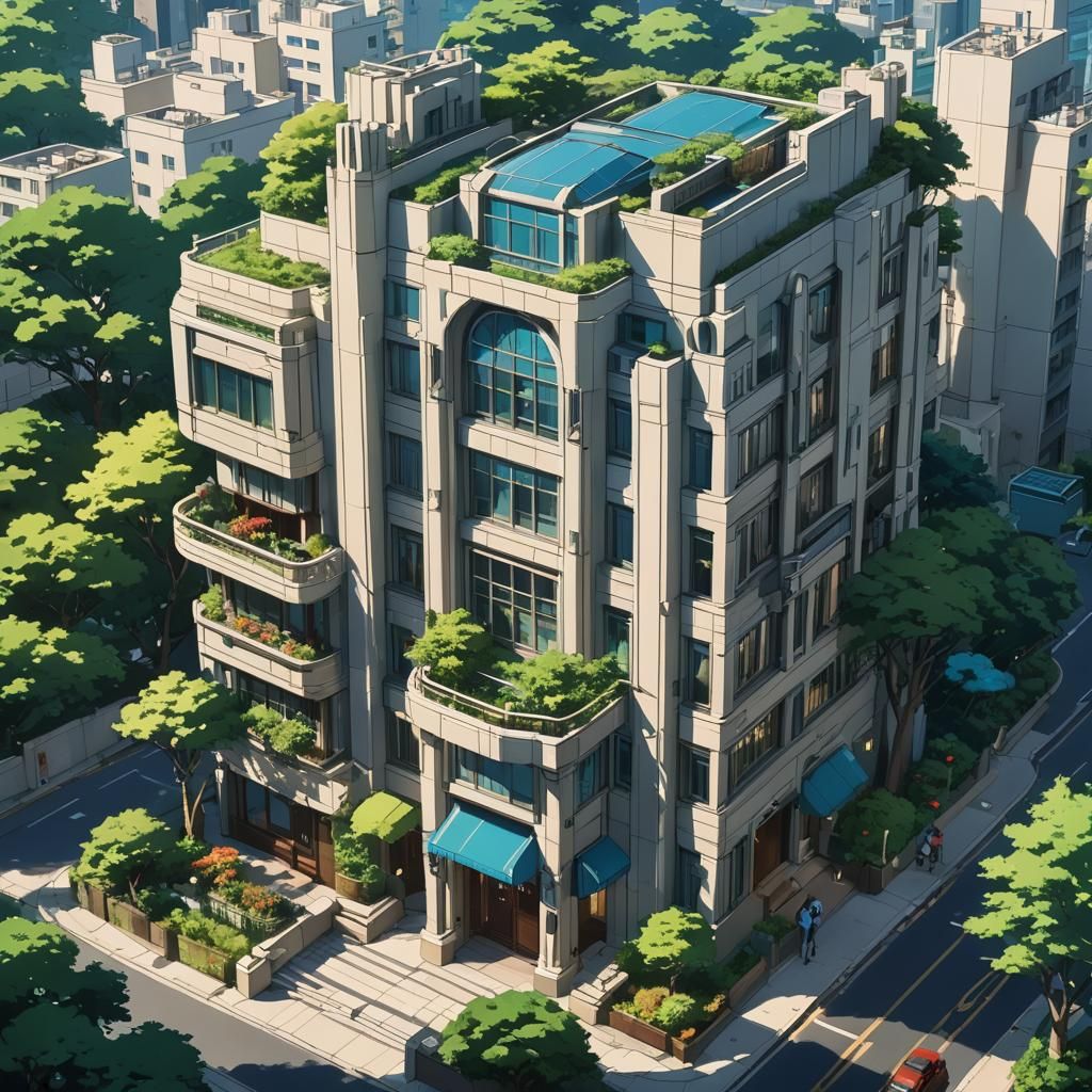 Art Deco Architecture in Anime Style