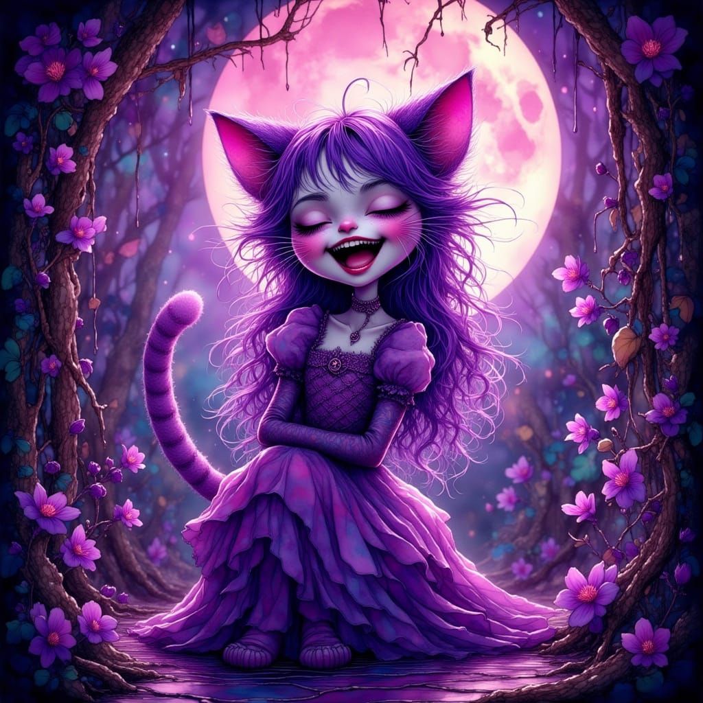 80s Anime Cheshire Cat Girl in Zombie Apocalypse