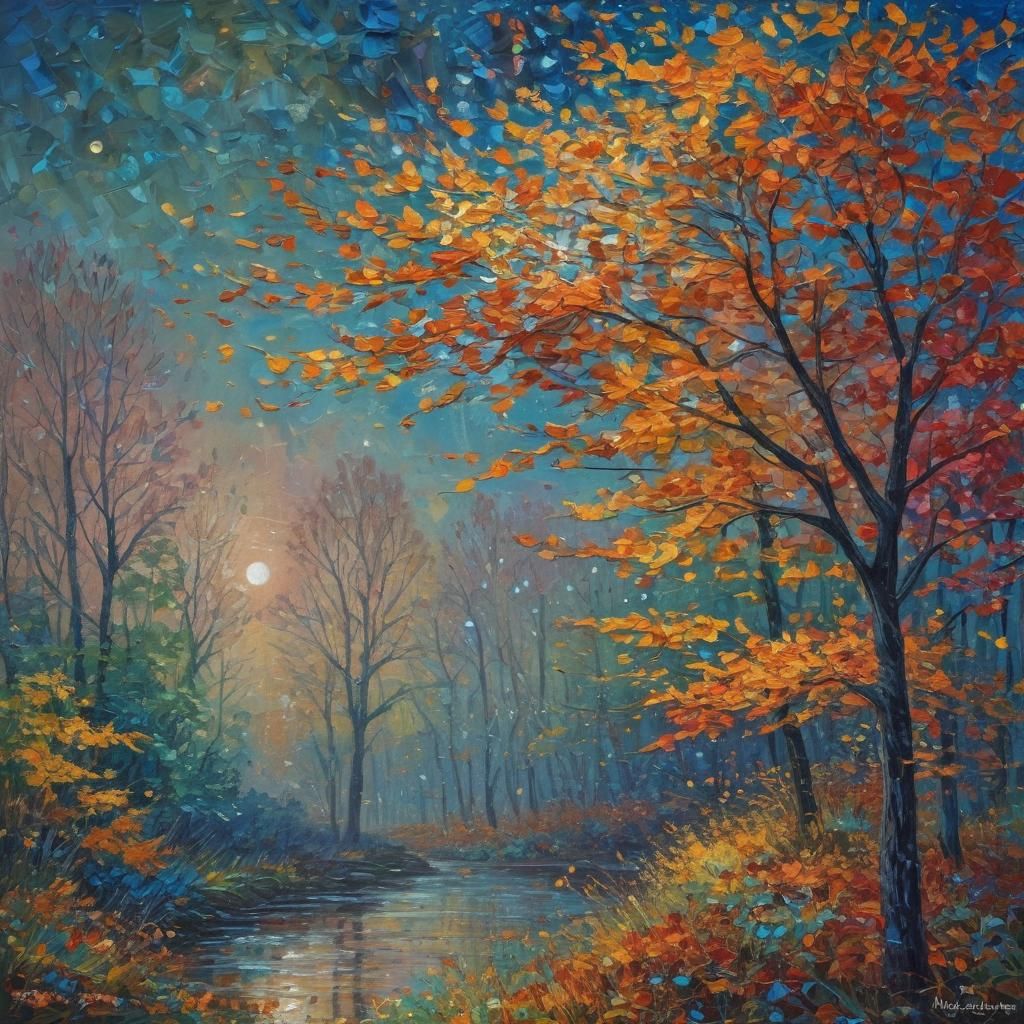 Autumnal Spell: A Neo-Impressionistic Oil Painting