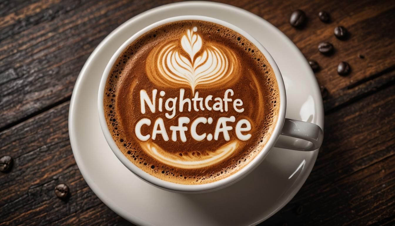 Hyperrealistic Latte Art with NIGHTCAFE Text