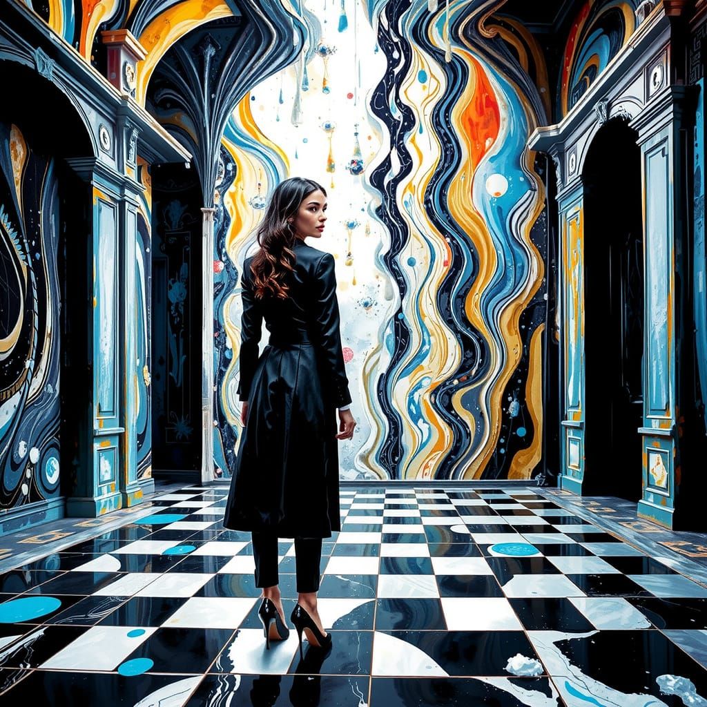 Confident Hyperrealistic Portrait in Vibrant, Dreamlike Sett...