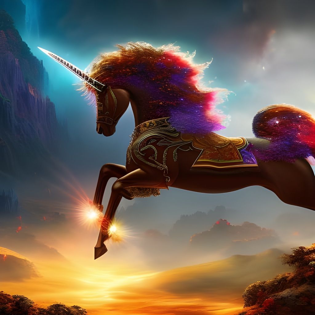 Magma Unicorn with Perfect Shading in Matte Painting Style