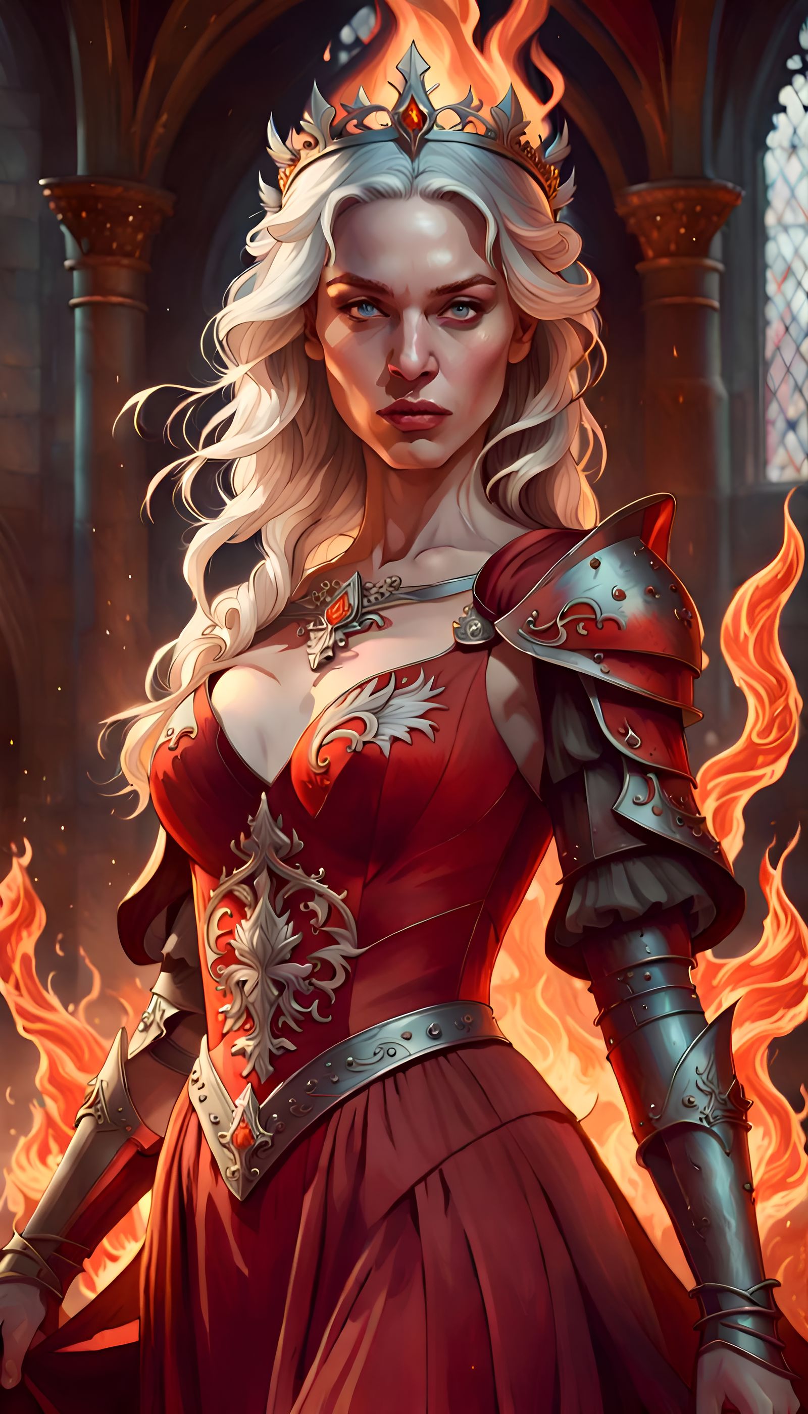 Fiery Queen Portrait in Hyperdetailed Digital Art