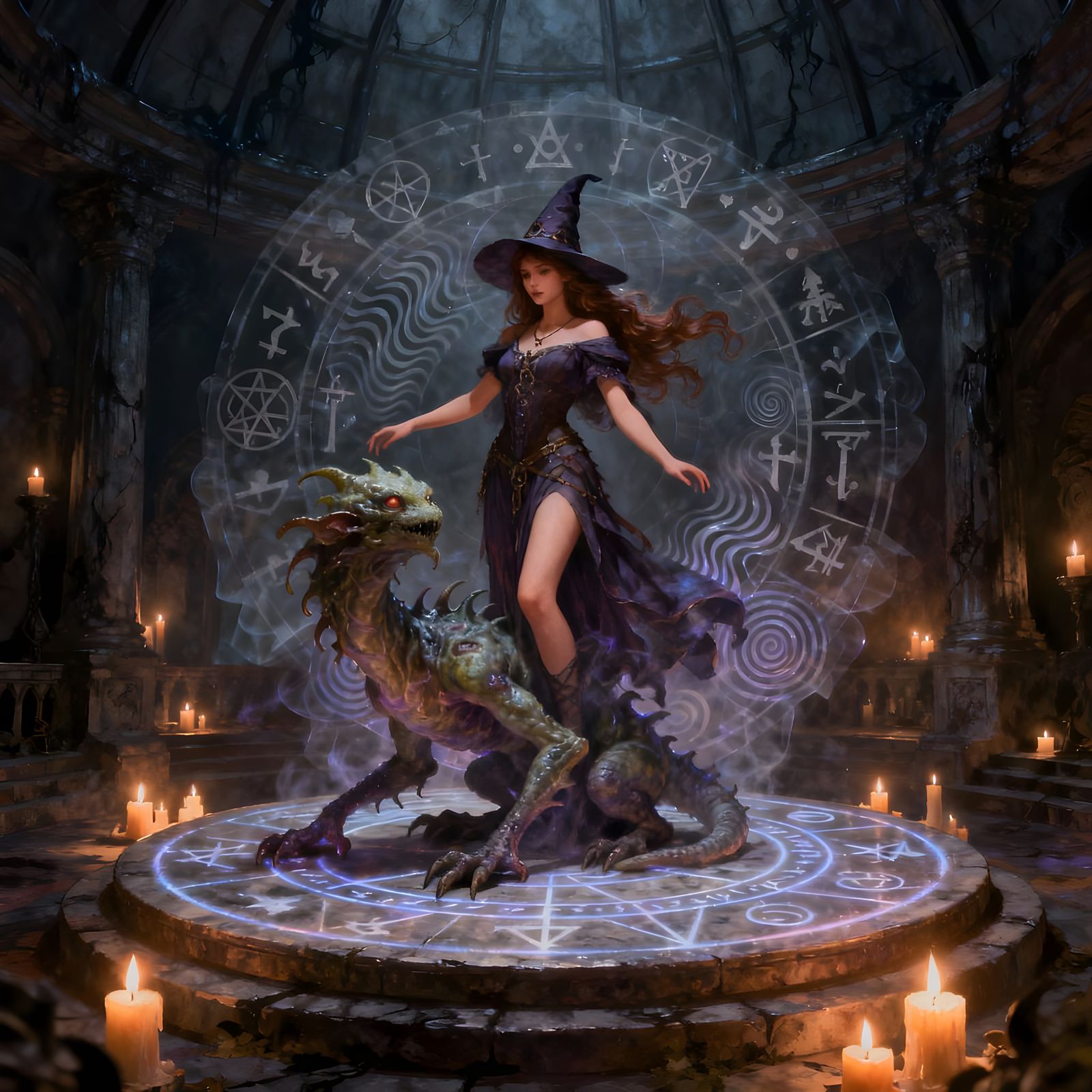 Wizard Transforms into Creature in Occult Temple