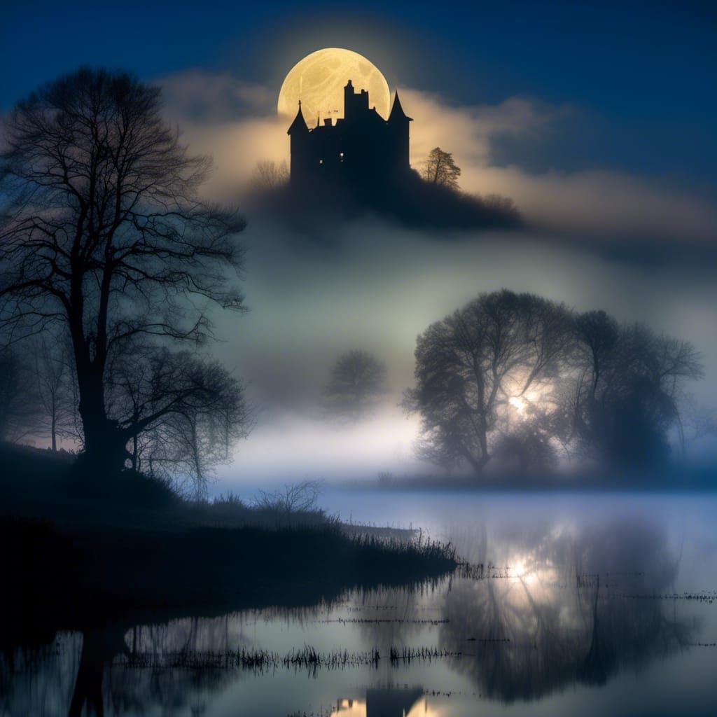 Glasshouse Castle in Winter Landscape