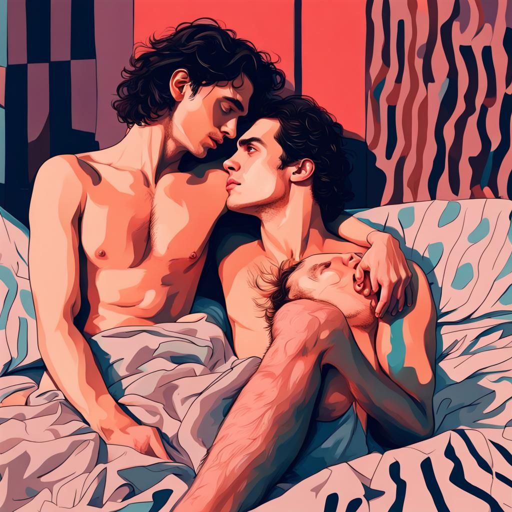 Abstract Art: Intimate Kiss in Complementary Colors