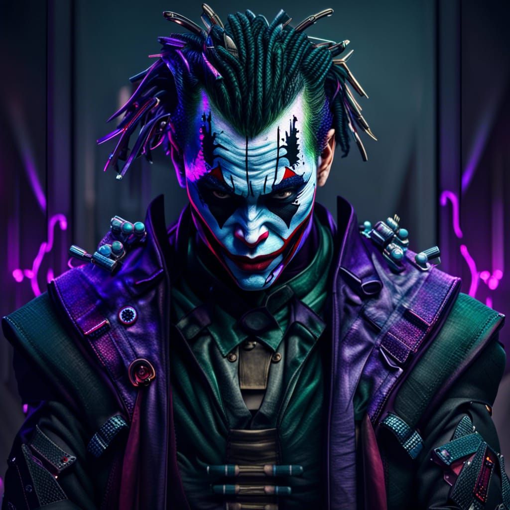 Cyberpunk Joker: Futuristic Ninja Samurai in HDR