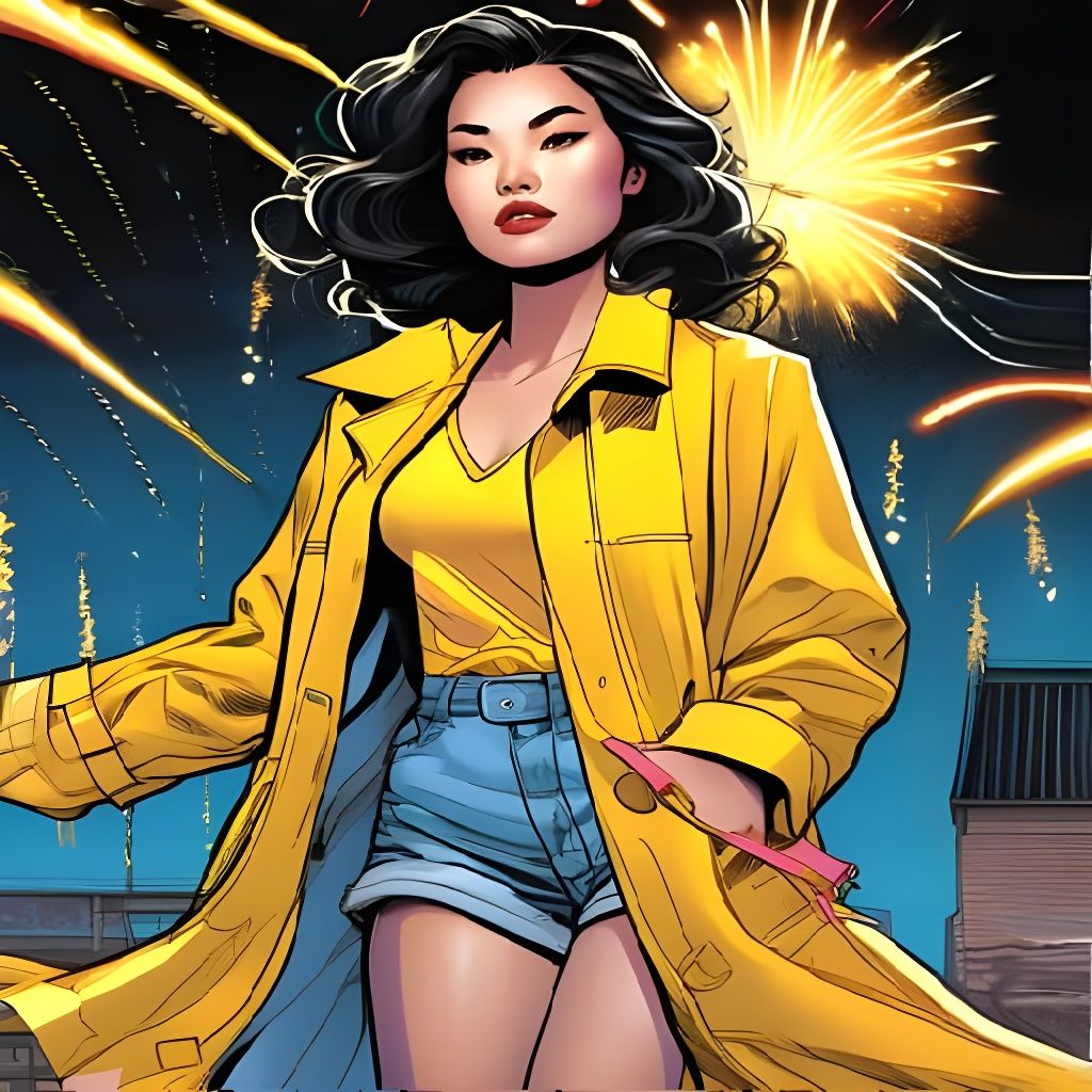 Jubilee, a Chinese-American Girl Shooting Fireworks