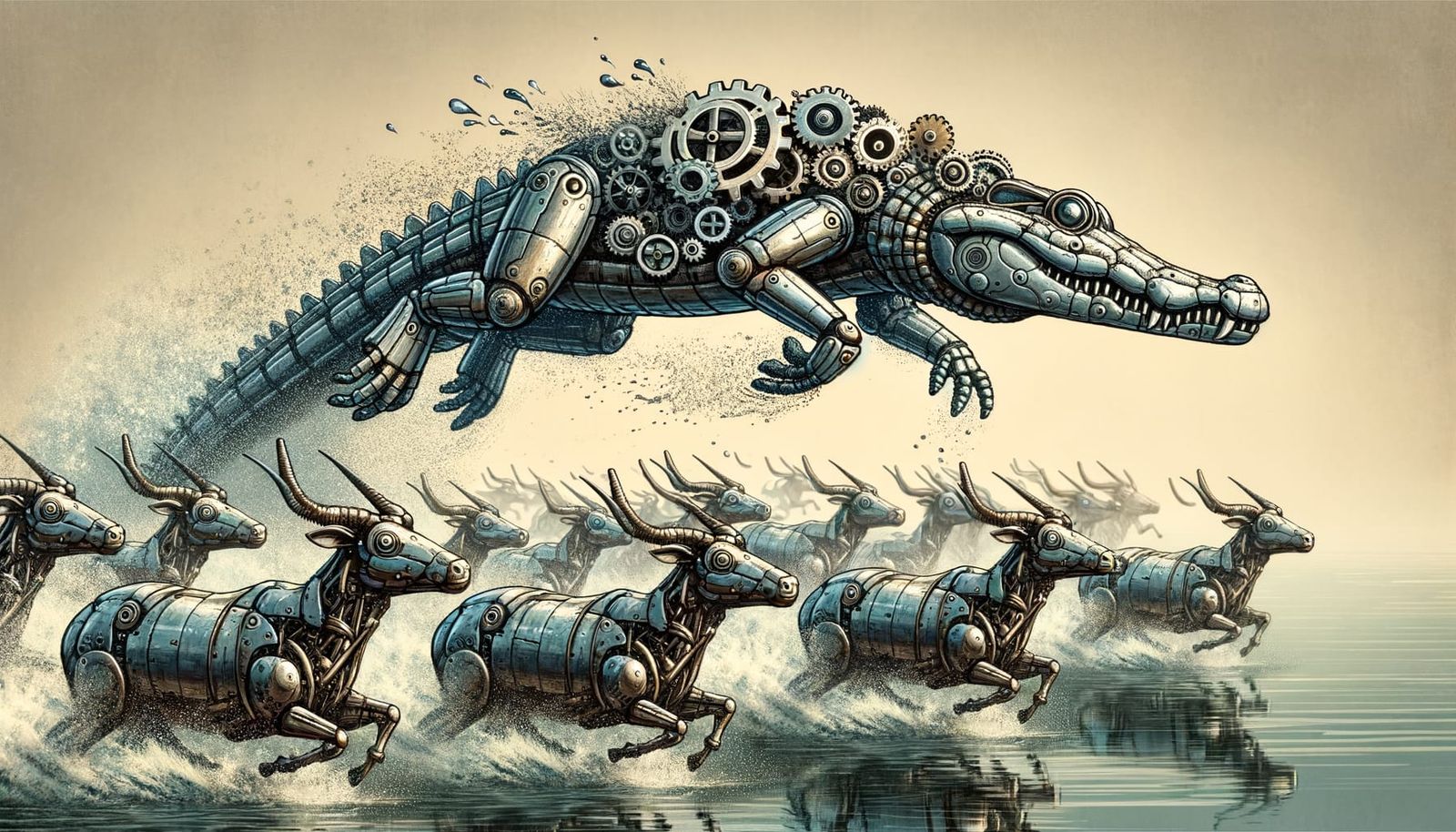 Mechanical Crocodile Emerges in Steampunk Style