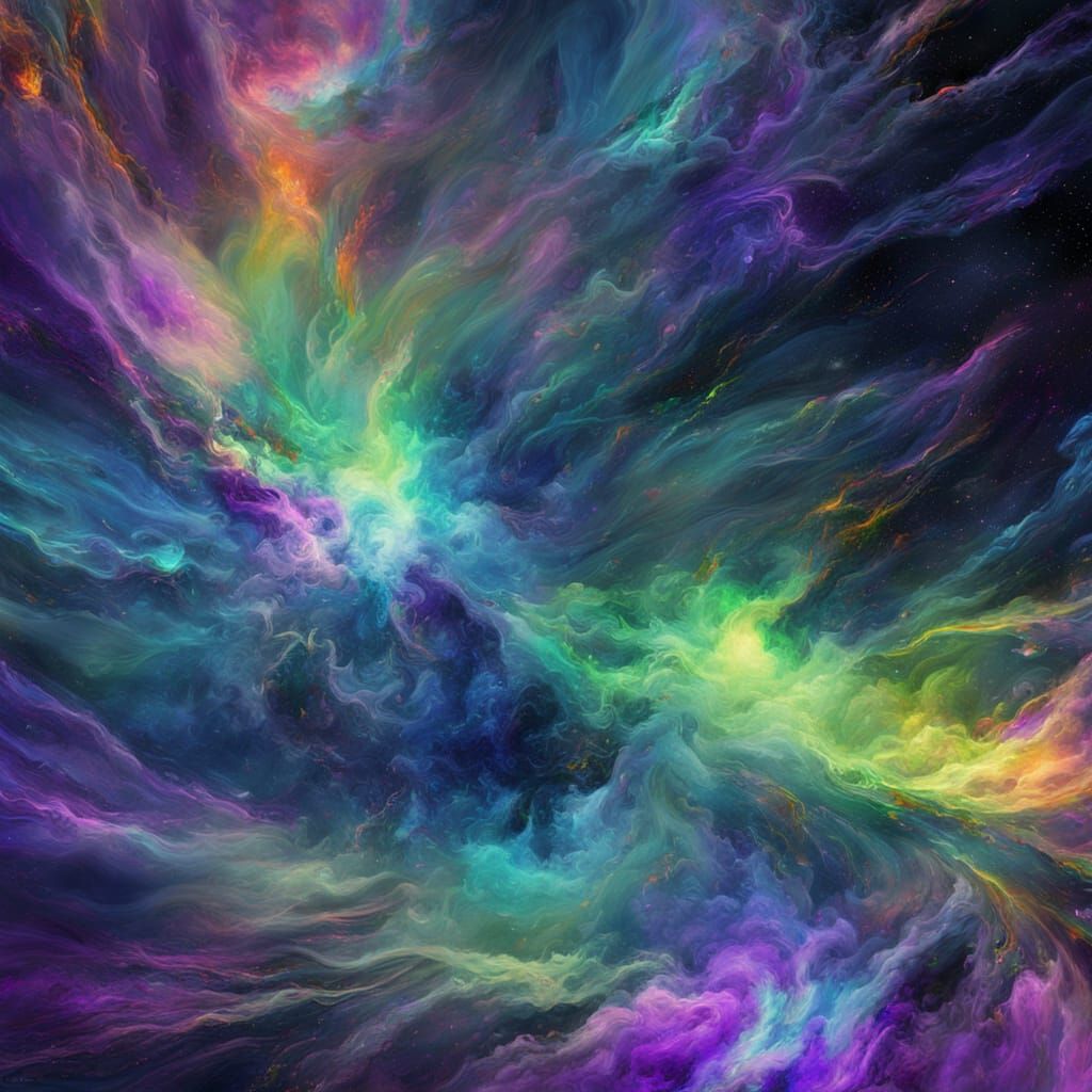 Vibrant Quasar in Space as Abstract Expressionism