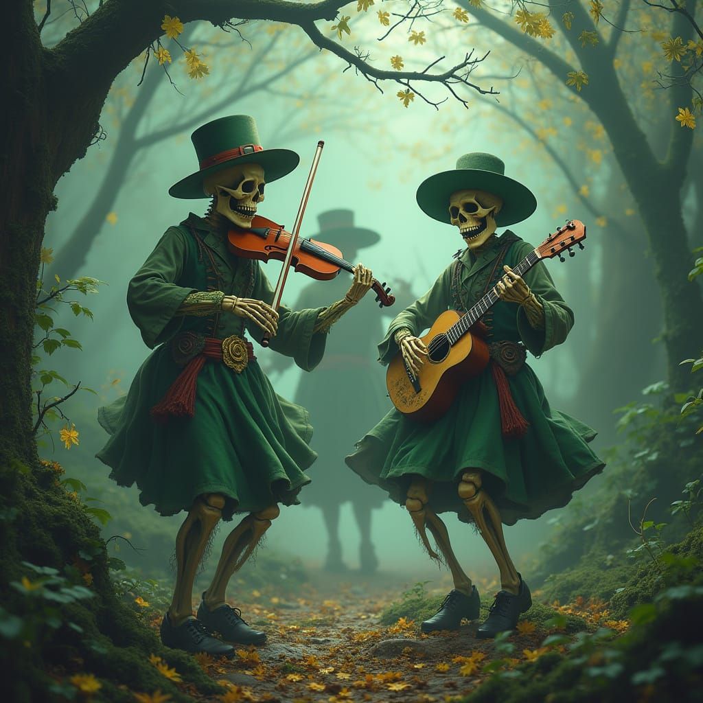 Dancing Bones in a Whimsical Irish Musical Landscape